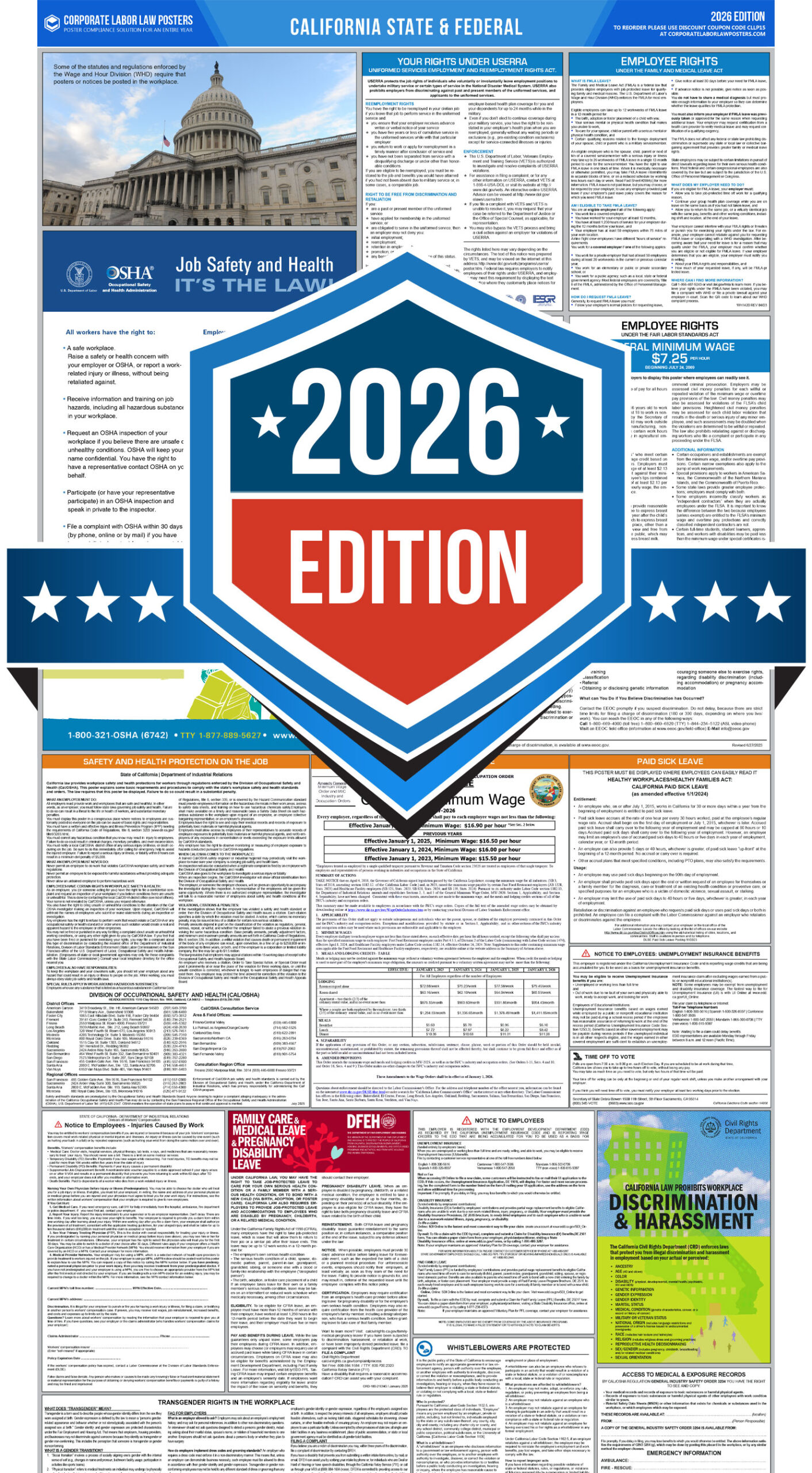 California & Federal Labor Law Poster 2026
