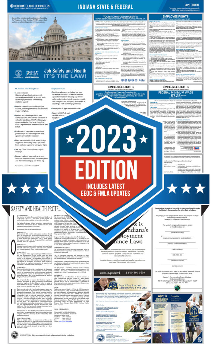 Indiana & Federal Labor Law Poster 2025