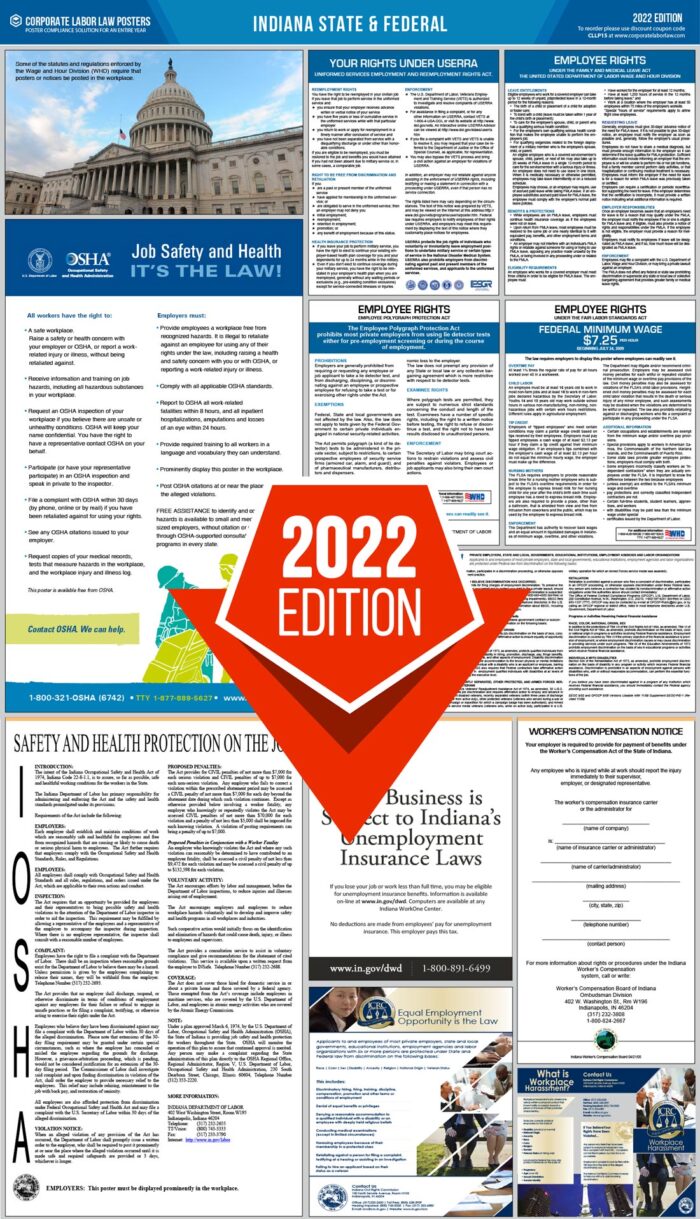 2022 Indiana Labor Law Poster Corporate Labor Law Posters