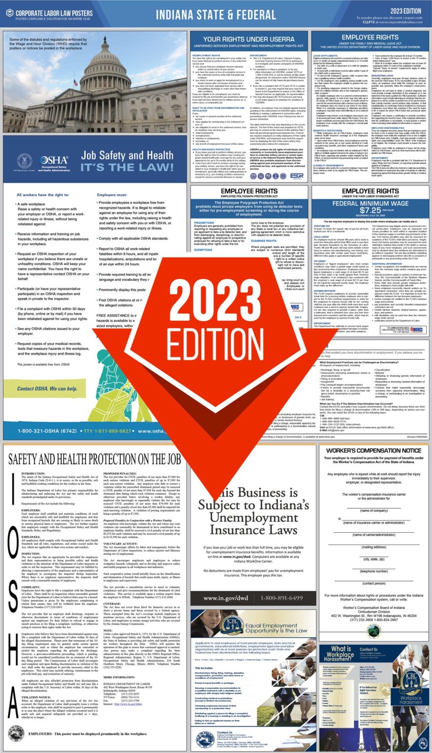 2023 Indiana Labor Law Poster Digital Corporate Labor Law Posters
