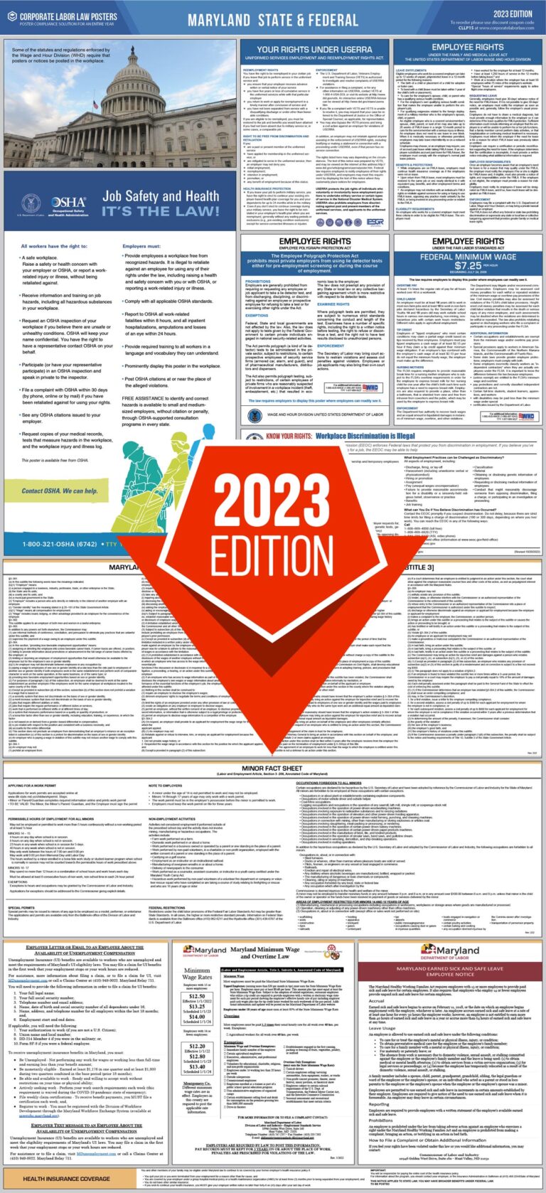 2023 Maryland Labor Law Poster Digital Corporate Labor Law Posters